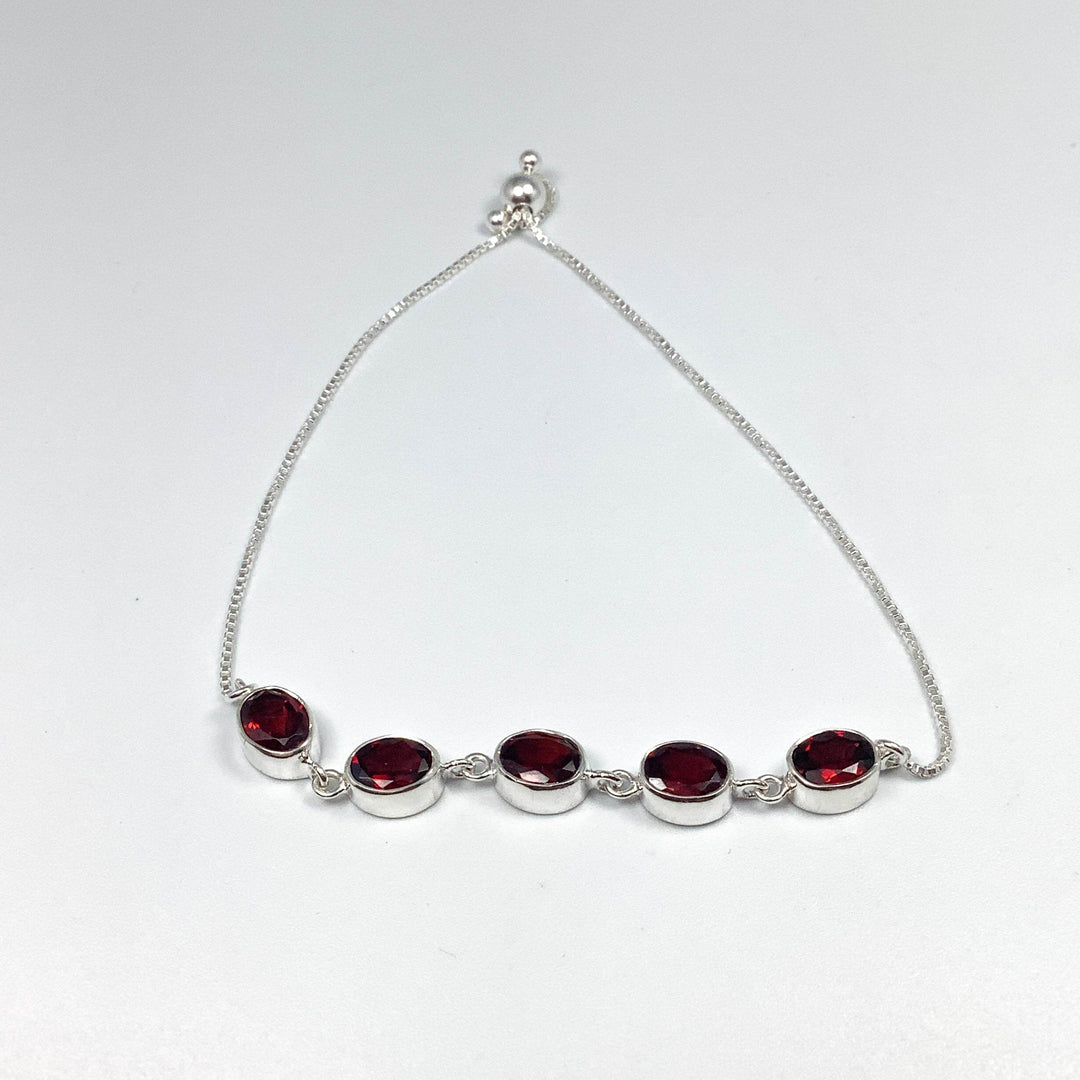 Garnet Sterling Silver Bracelet - Rocks and Gems Canada