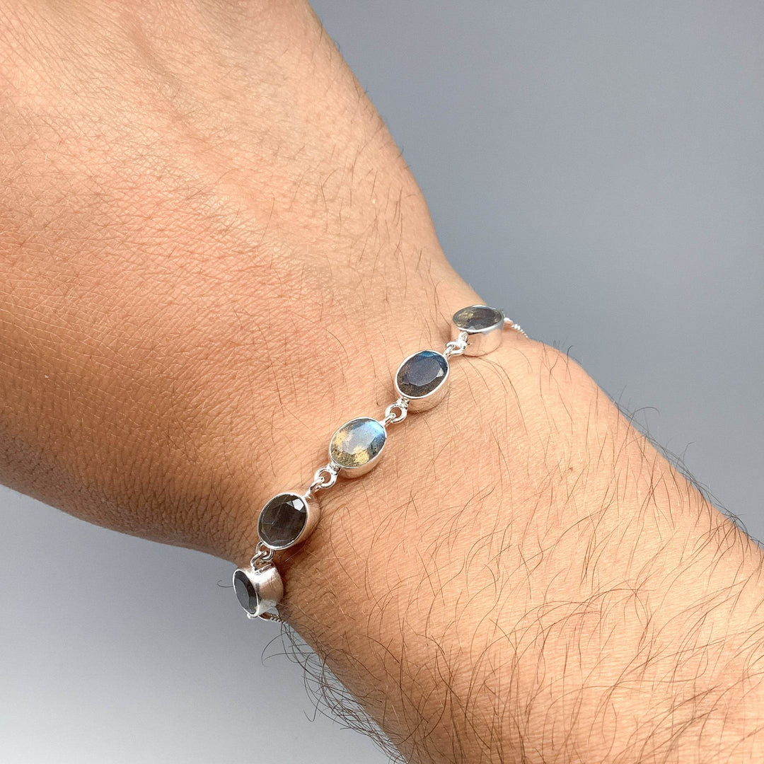 Labradorite Sterling Silver Bracelet - Rocks and Gems Canada