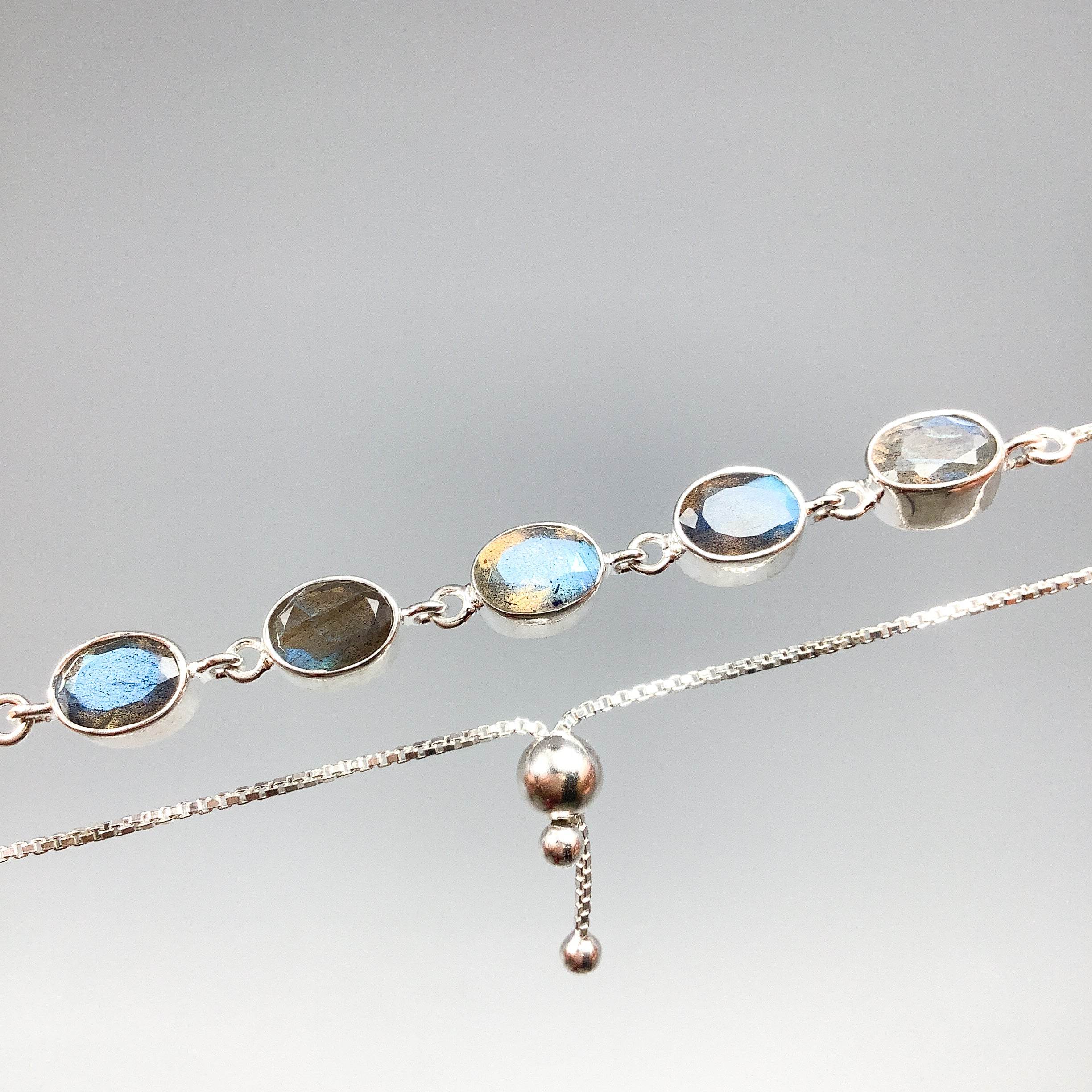 Labradorite Sterling Silver Bracelet - Rocks and Gems Canada