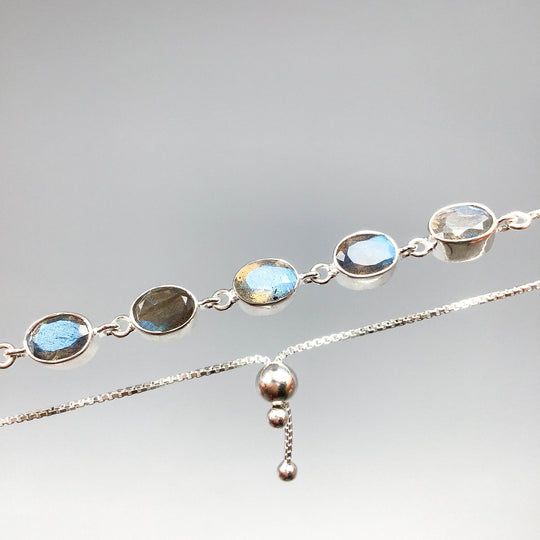 Labradorite Sterling Silver Bracelet - Rocks and Gems Canada