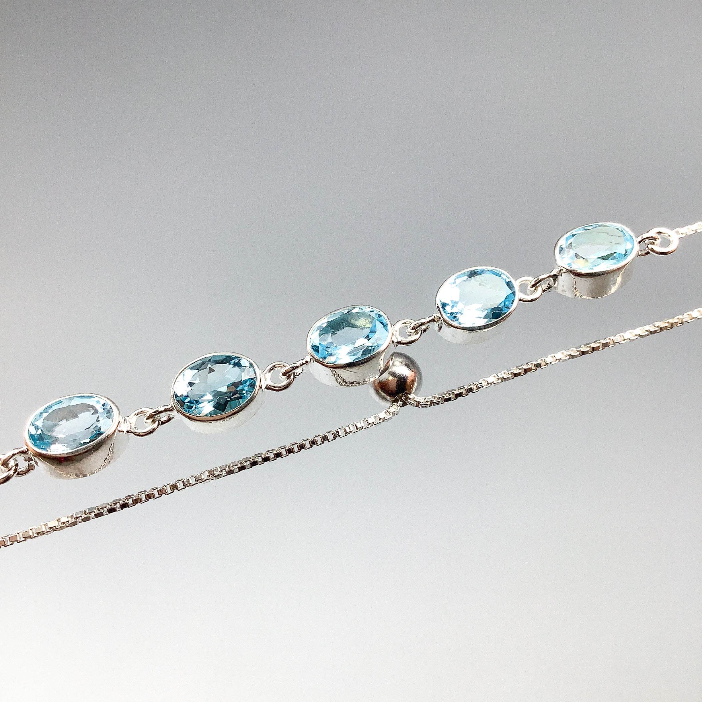 Blue Topaz Sterling Silver Bracelet - Rocks and Gems Canada