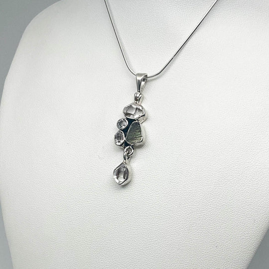 Herkimer Diamond and Moldavite Pendant - Rocks and Gems Canada