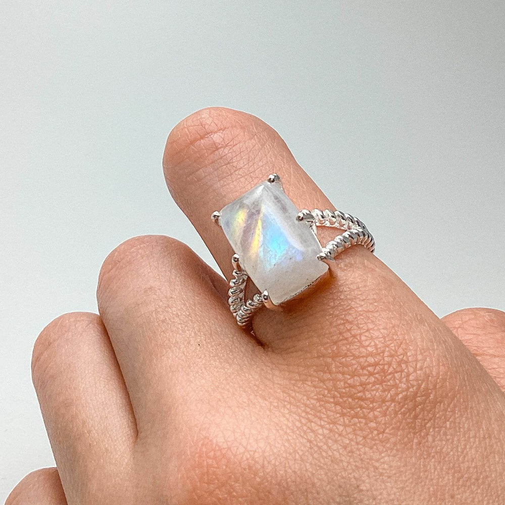 Rainbow Moonstone Ring - Rocks and Gems Canada