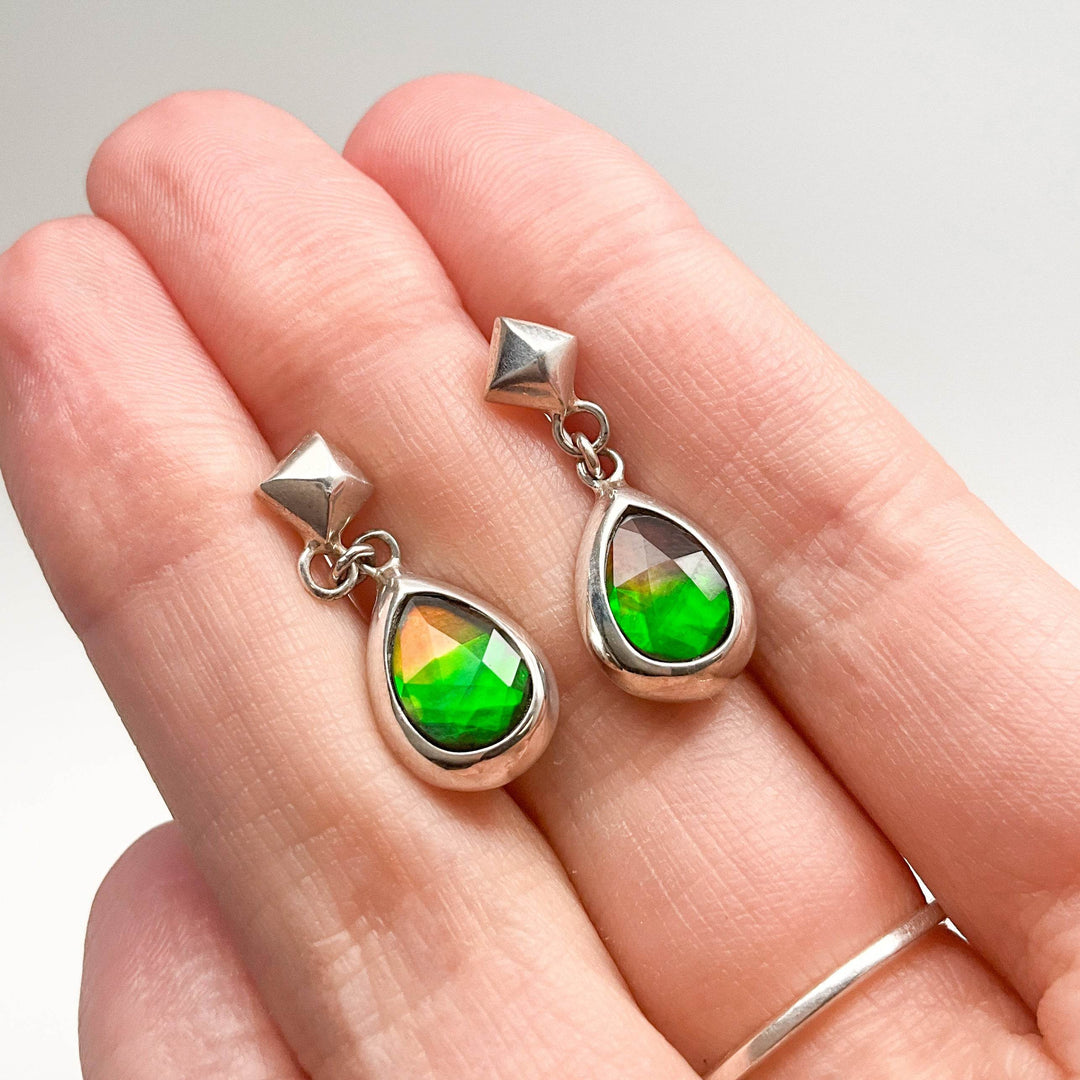 Alberta Ammolite Dangle Earrings - Rocks and Gems Canada