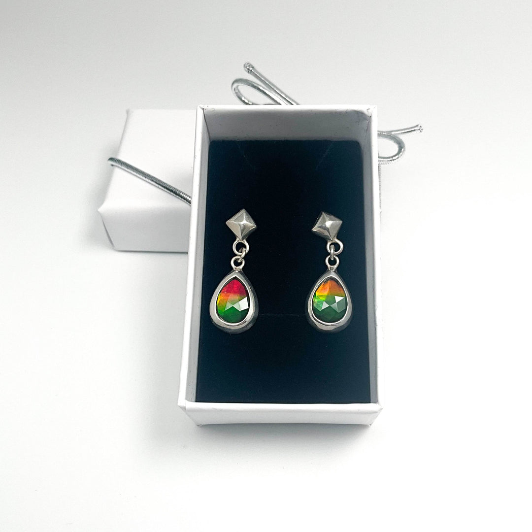 Alberta Ammolite Dangle Earrings - Rocks and Gems Canada