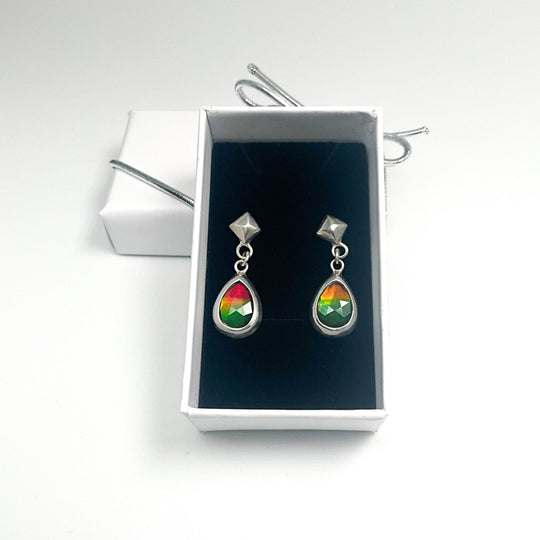 Alberta Ammolite Dangle Earrings - Rocks and Gems Canada
