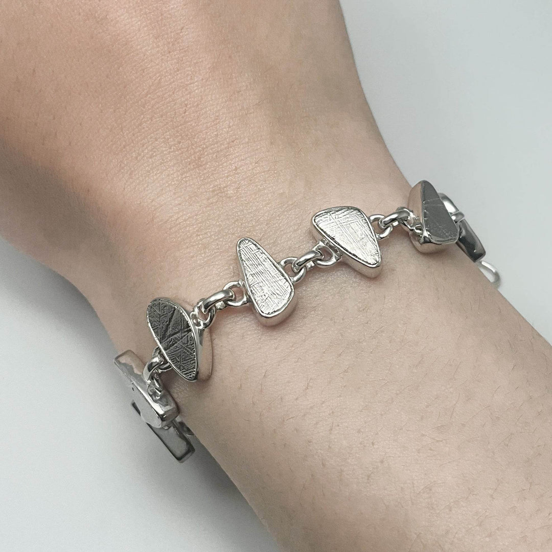 Muonionalusta Meteorite Sterling Silver Bracelet - Rocks and Gems Canada