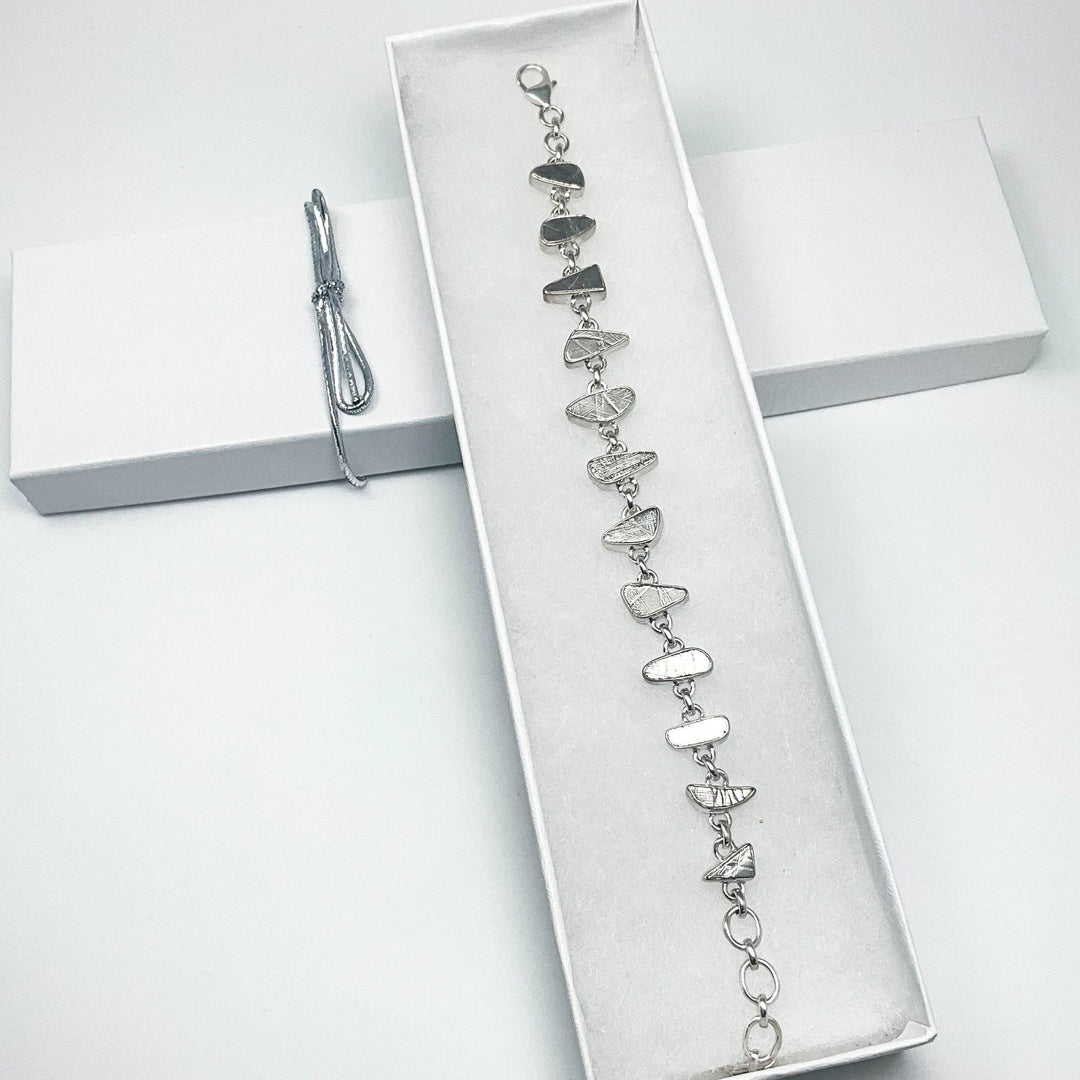 Muonionalusta Meteorite Sterling Silver Bracelet - Rocks and Gems Canada