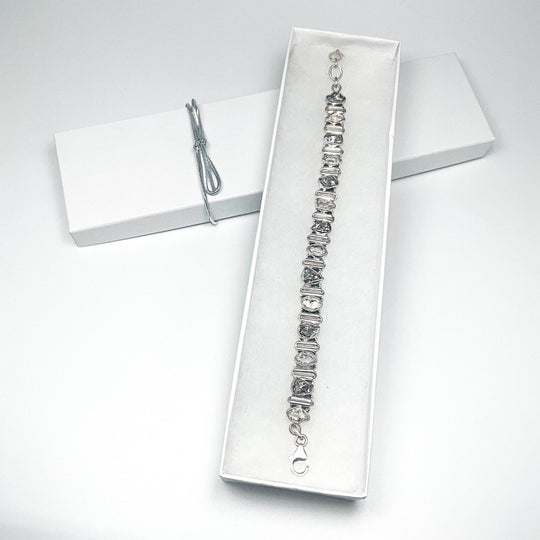 Campo Del Cielo Meteorite and Herkimer Diamond Sterling Silver Bracelet - Rocks and Gems Canada