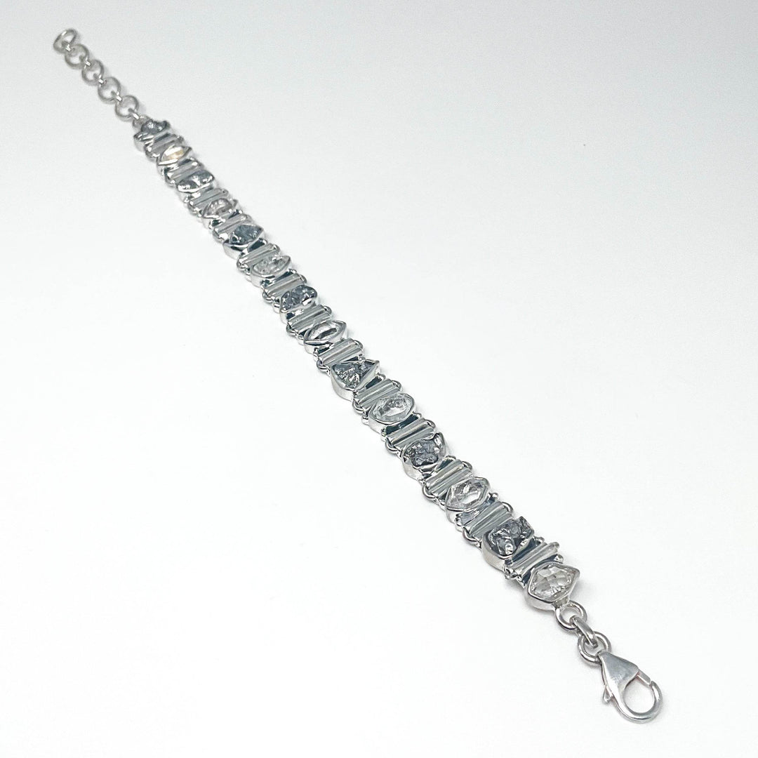 Campo Del Cielo Meteorite and Herkimer Diamond Sterling Silver Bracelet - Rocks and Gems Canada