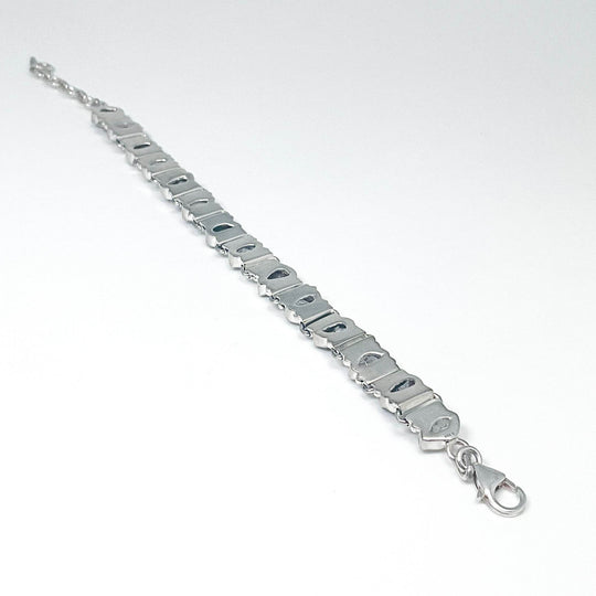 Campo Del Cielo Meteorite and Herkimer Diamond Sterling Silver Bracelet - Rocks and Gems Canada
