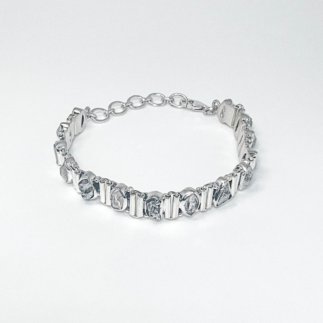 Campo Del Cielo Meteorite and Herkimer Diamond Sterling Silver Bracelet - Rocks and Gems Canada