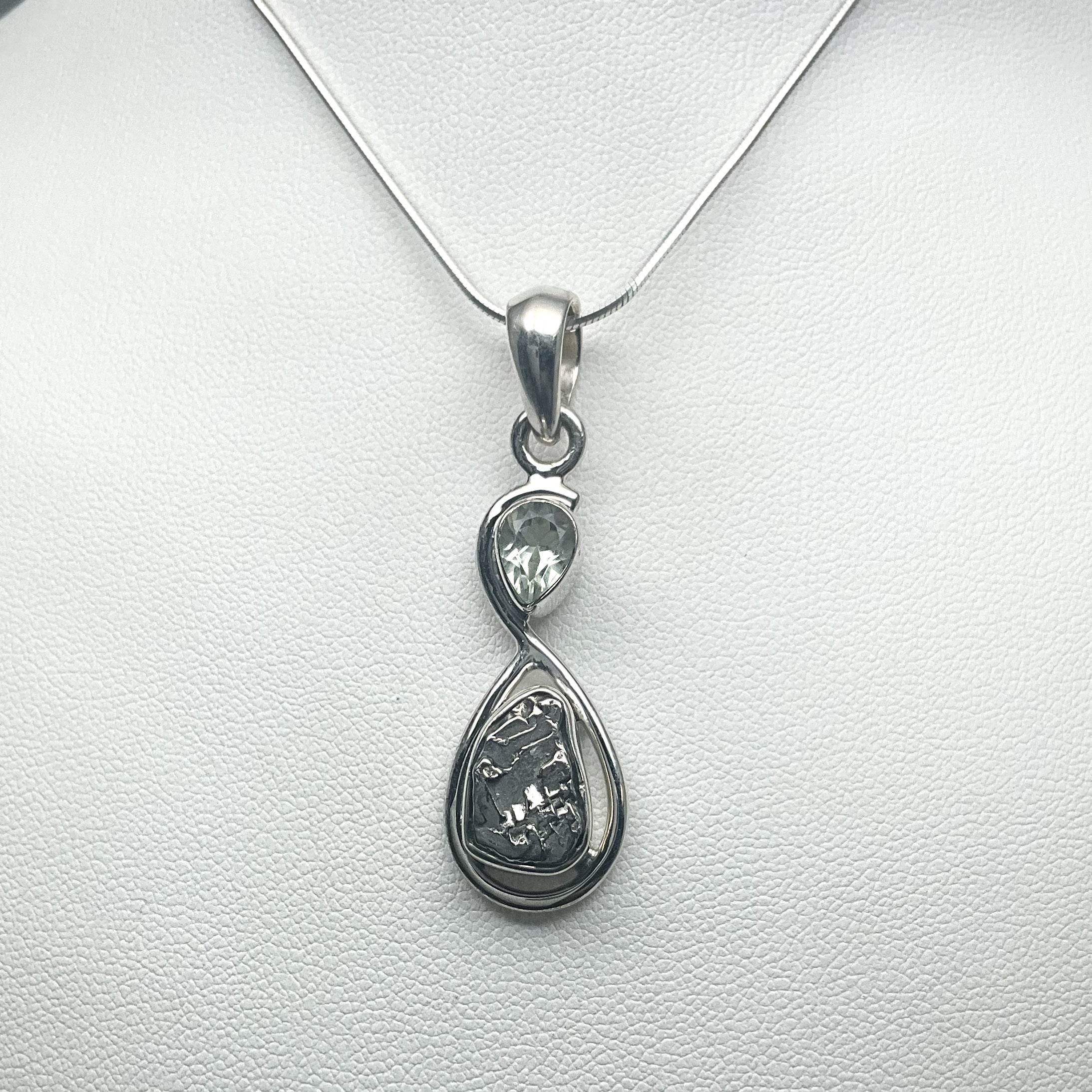 Campo Del Cielo Meteorite and Green Amethyst Pendant - Rocks and Gems Canada