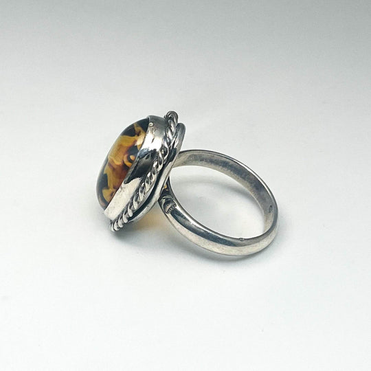 Amber Cameo Horse Ring - Rocks and Gems Canada