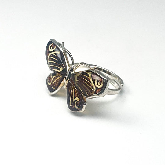 Amber Cameo Butterfly Ring - Rocks and Gems Canada