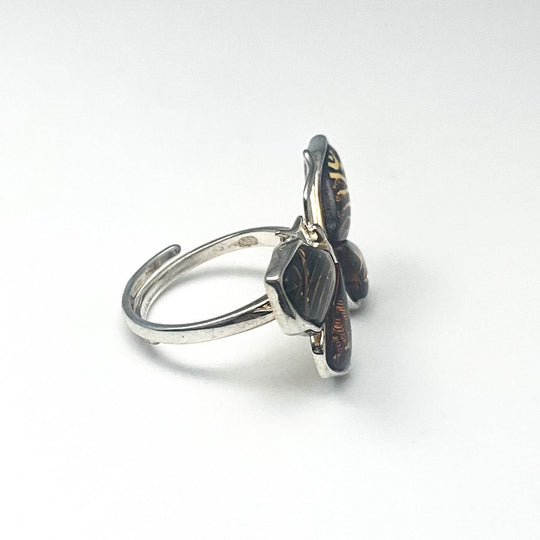 Amber Cameo Butterfly Ring - Rocks and Gems Canada