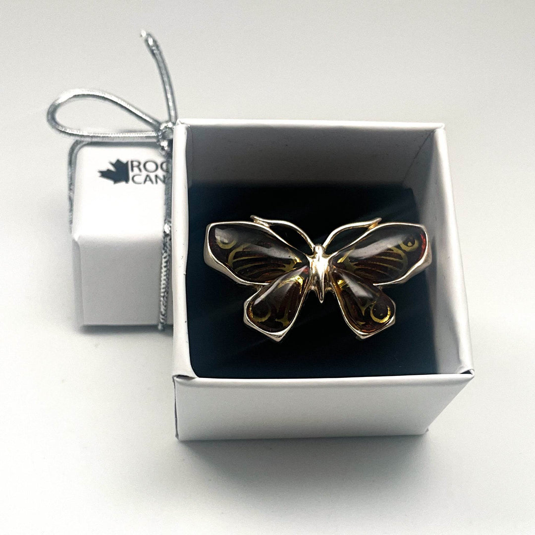 Amber Cameo Butterfly Ring - Rocks and Gems Canada