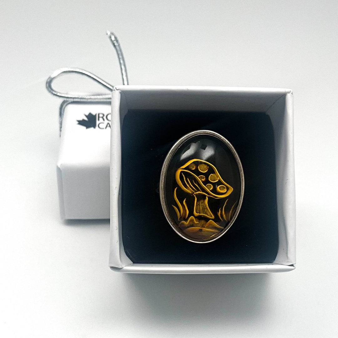 Amber Cameo Mushroom Ring - Rocks and Gems Canada