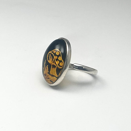 Amber Cameo Mushroom Ring - Rocks and Gems Canada