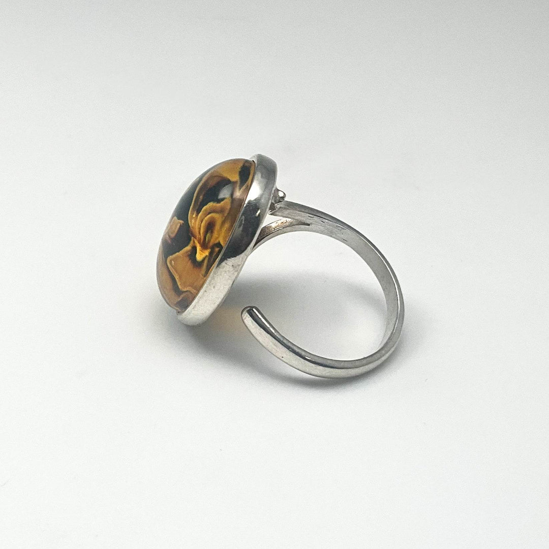 Amber Cameo Mushroom Ring - Rocks and Gems Canada