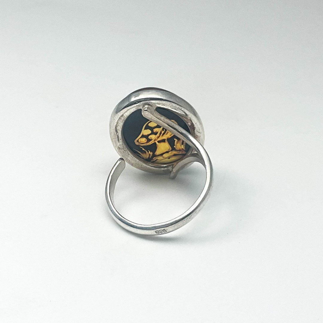 Amber Cameo Mushroom Ring - Rocks and Gems Canada