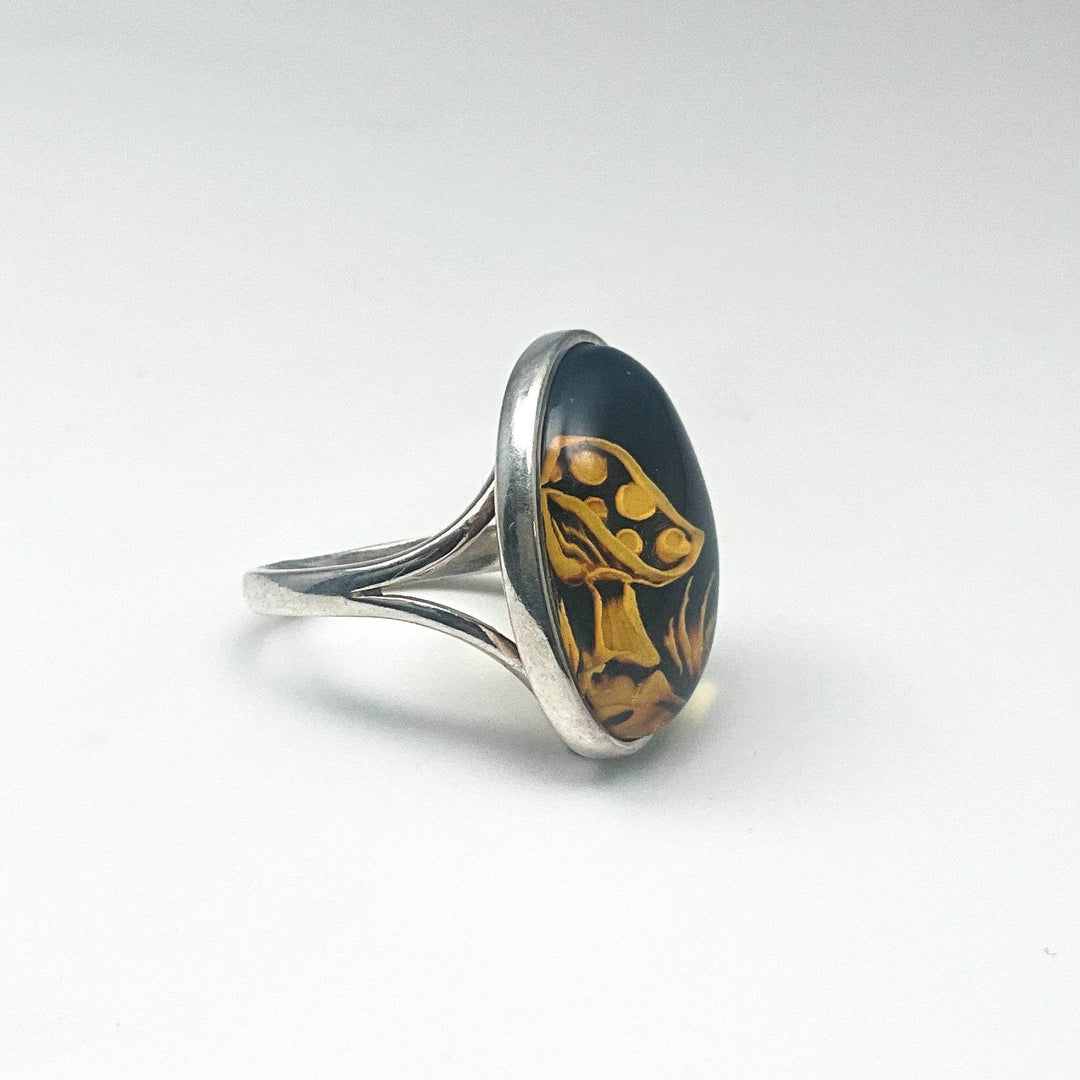 Amber Cameo Mushroom Ring - Rocks and Gems Canada
