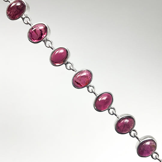 Pink Tourmaline Sterling Silver Bracelet - Rocks and Gems Canada