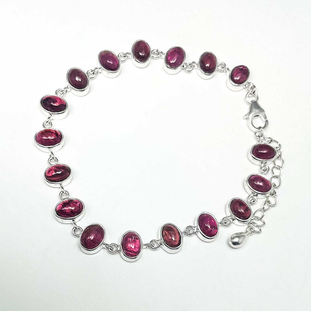 Pink Tourmaline Sterling Silver Bracelet - Rocks and Gems Canada