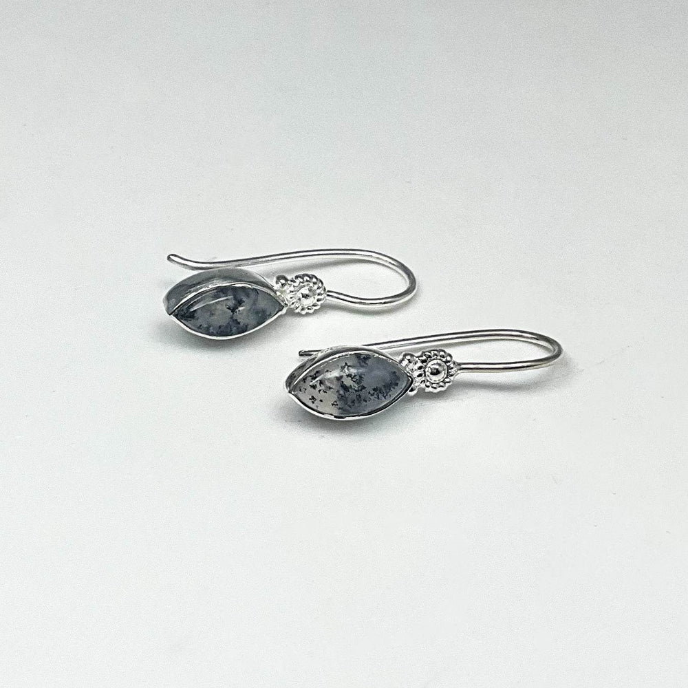 Dendritic Opal Dangle Earrings - Rocks and Gems Canada