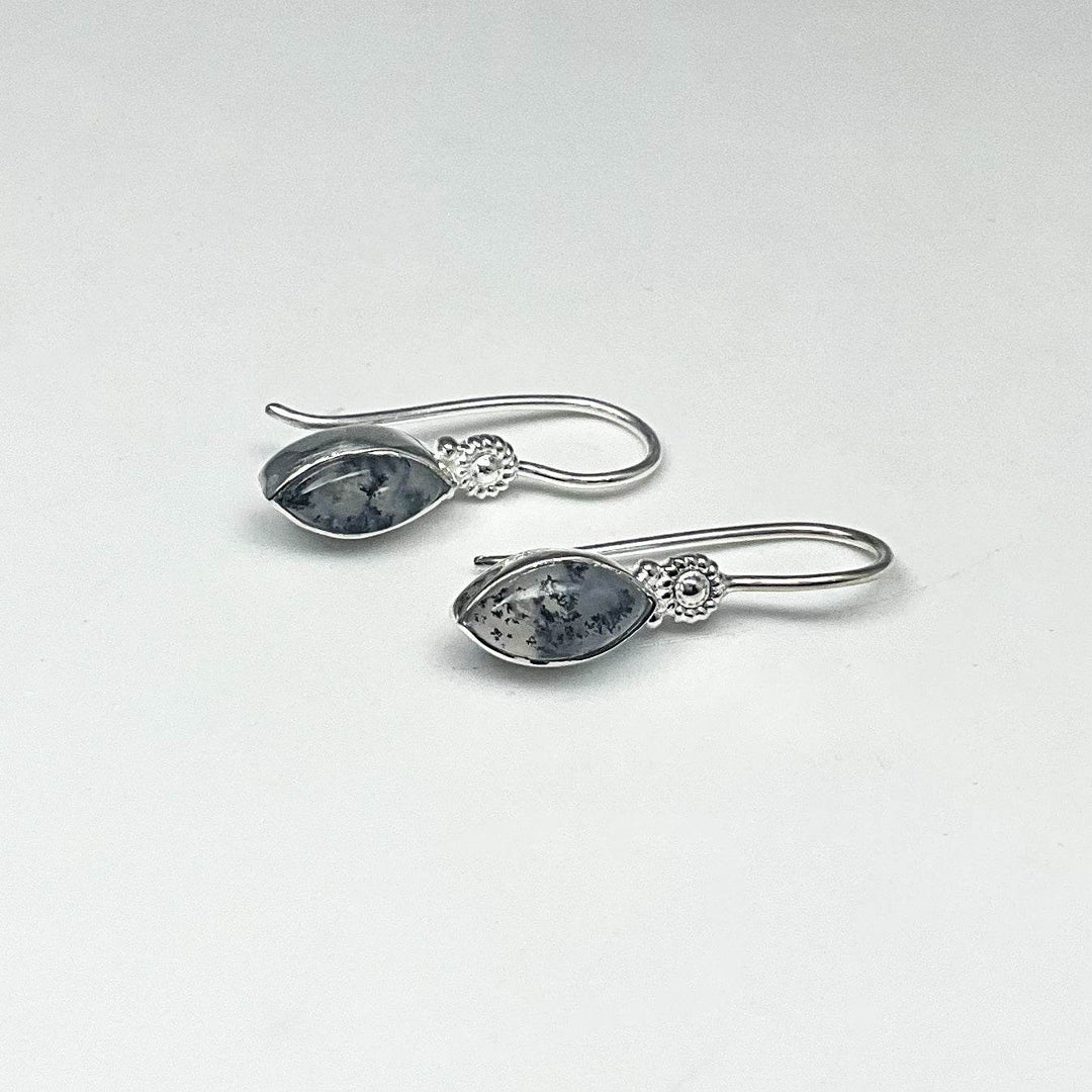 Dendritic Opal Dangle Earrings - Rocks and Gems Canada
