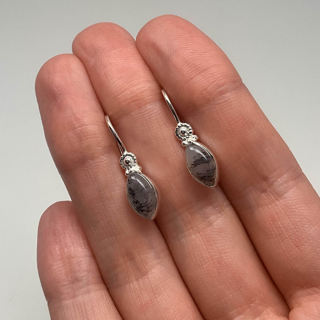 Dendritic Opal Dangle Earrings - Rocks and Gems Canada