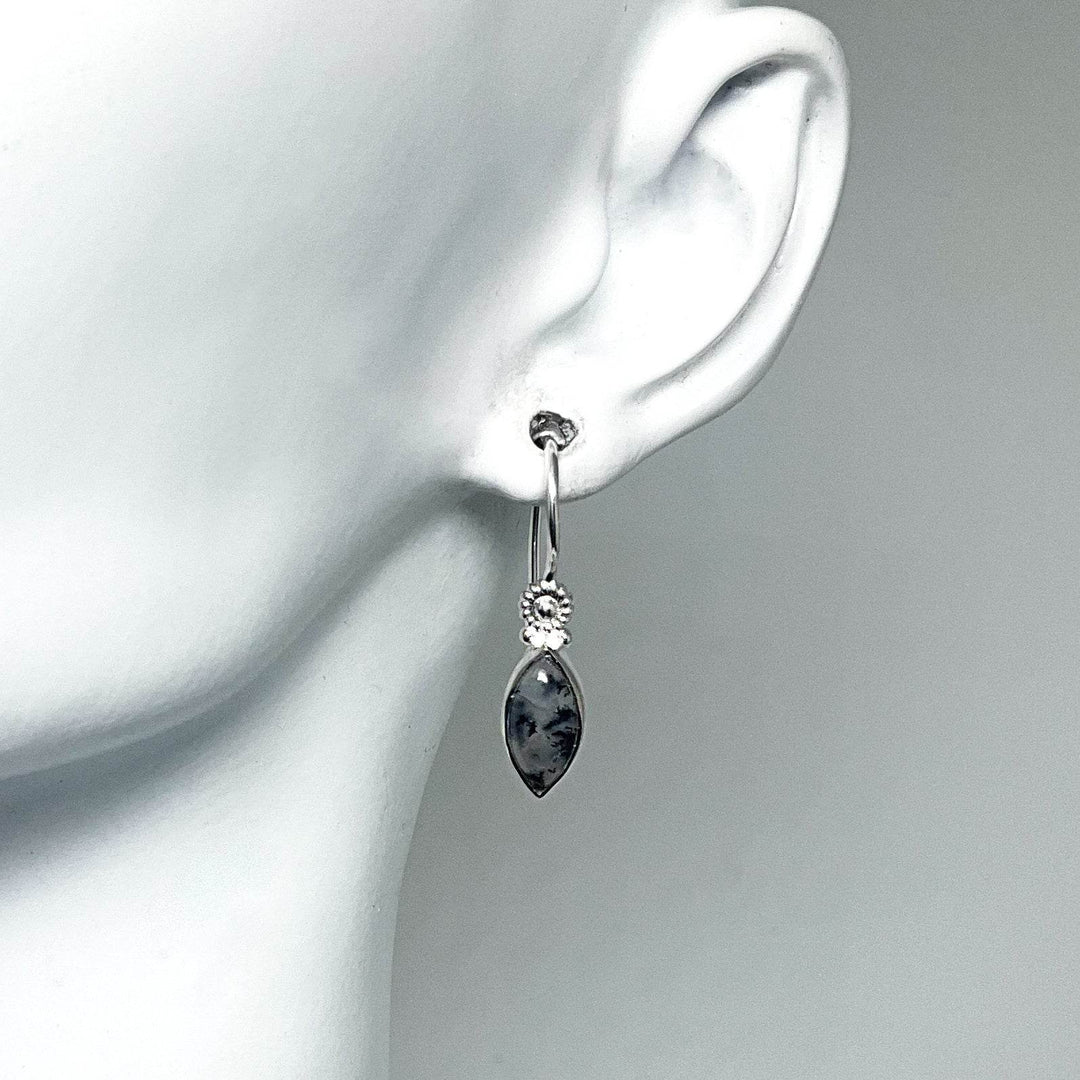 Dendritic Opal Dangle Earrings - Rocks and Gems Canada