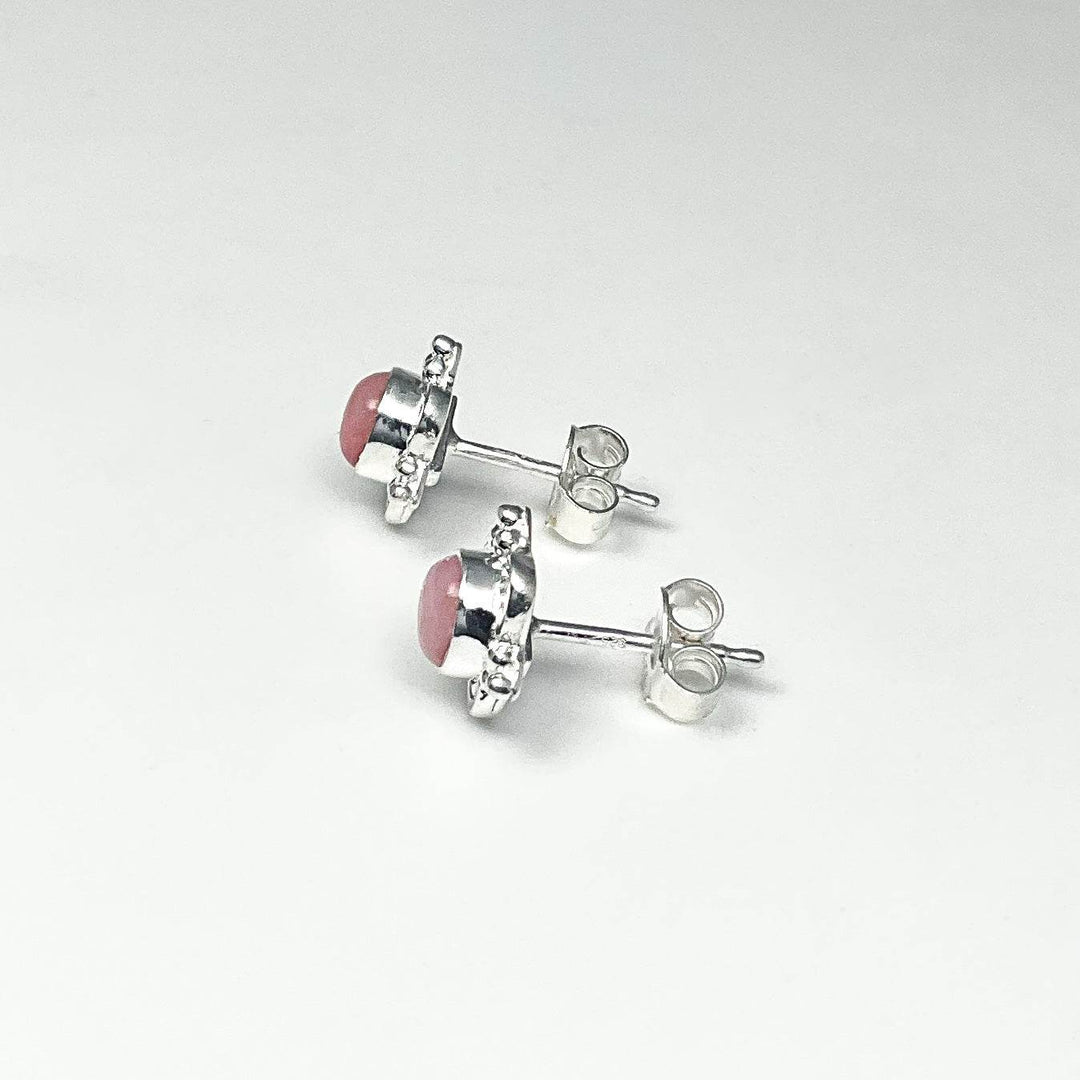 Pink Peruvian Opal Stud Earrings - Rocks and Gems Canada
