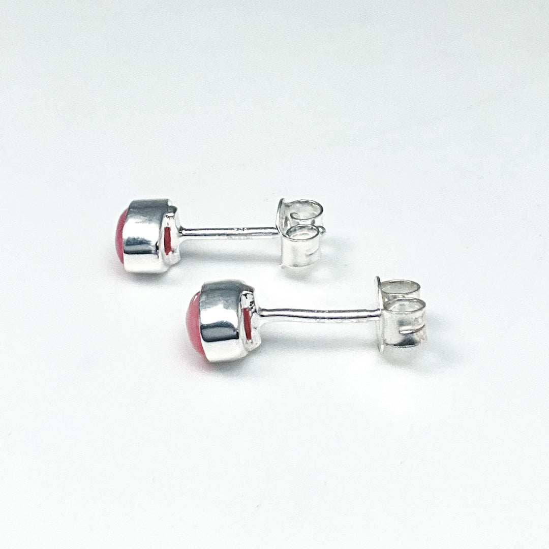 Pink Peruvian Opal Stud Earrings - Rocks and Gems Canada