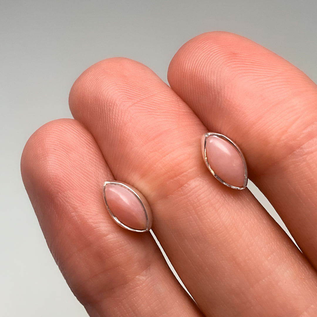 Pink Peruvian Opal Stud Earrings - Rocks and Gems Canada