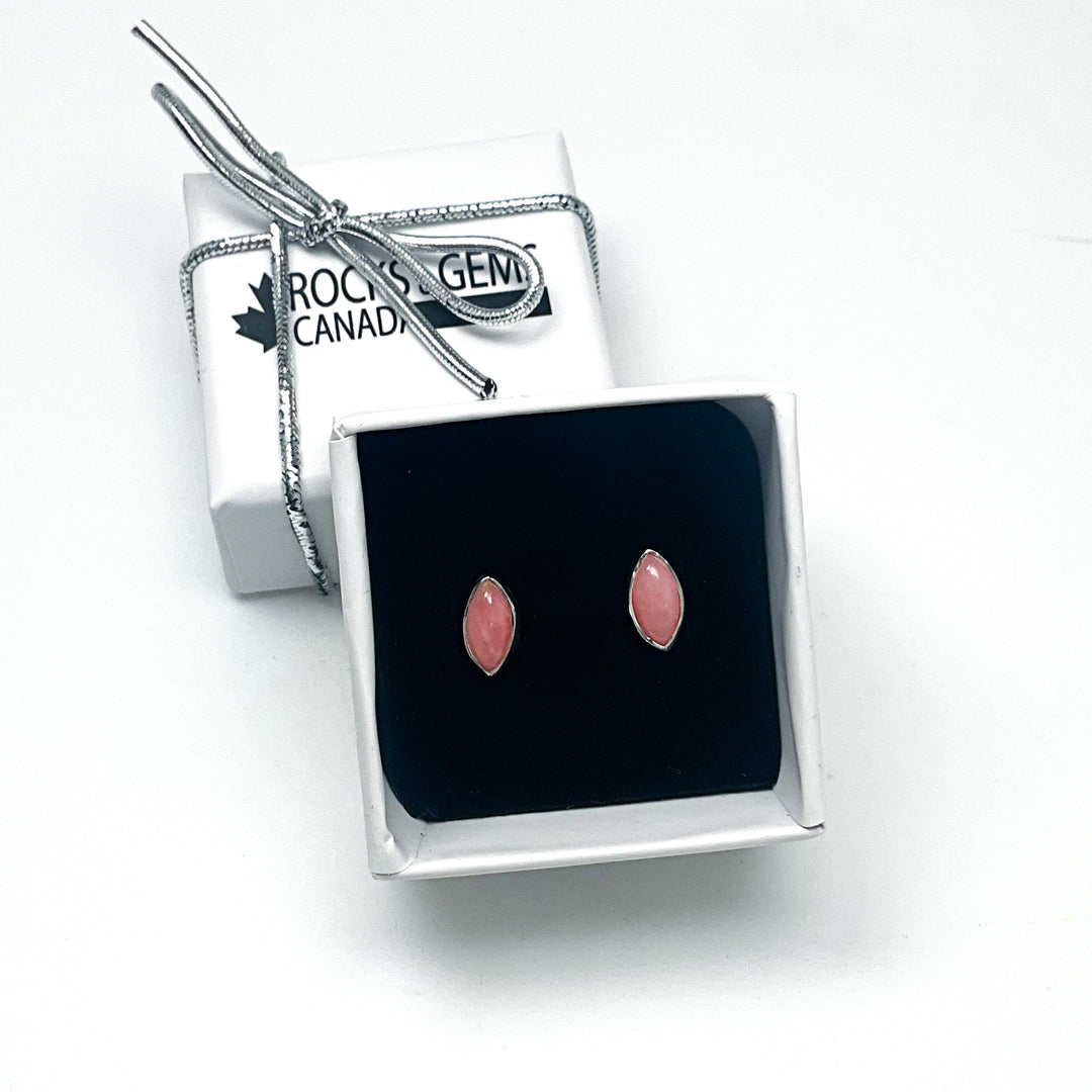 Pink Peruvian Opal Stud Earrings - Rocks and Gems Canada
