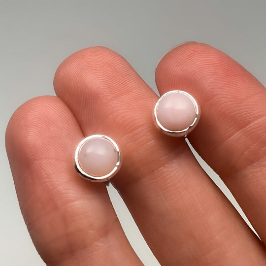 Pink Peruvian Opal Stud Earrings - Rocks and Gems Canada