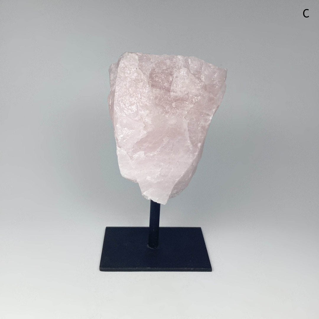 Rough Rose Quartz on Display Stand - Rocks and Gems Canada