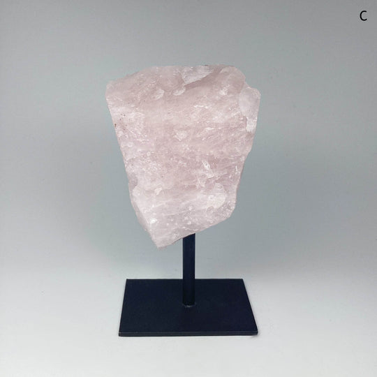 Rough Rose Quartz on Display Stand - Rocks and Gems Canada