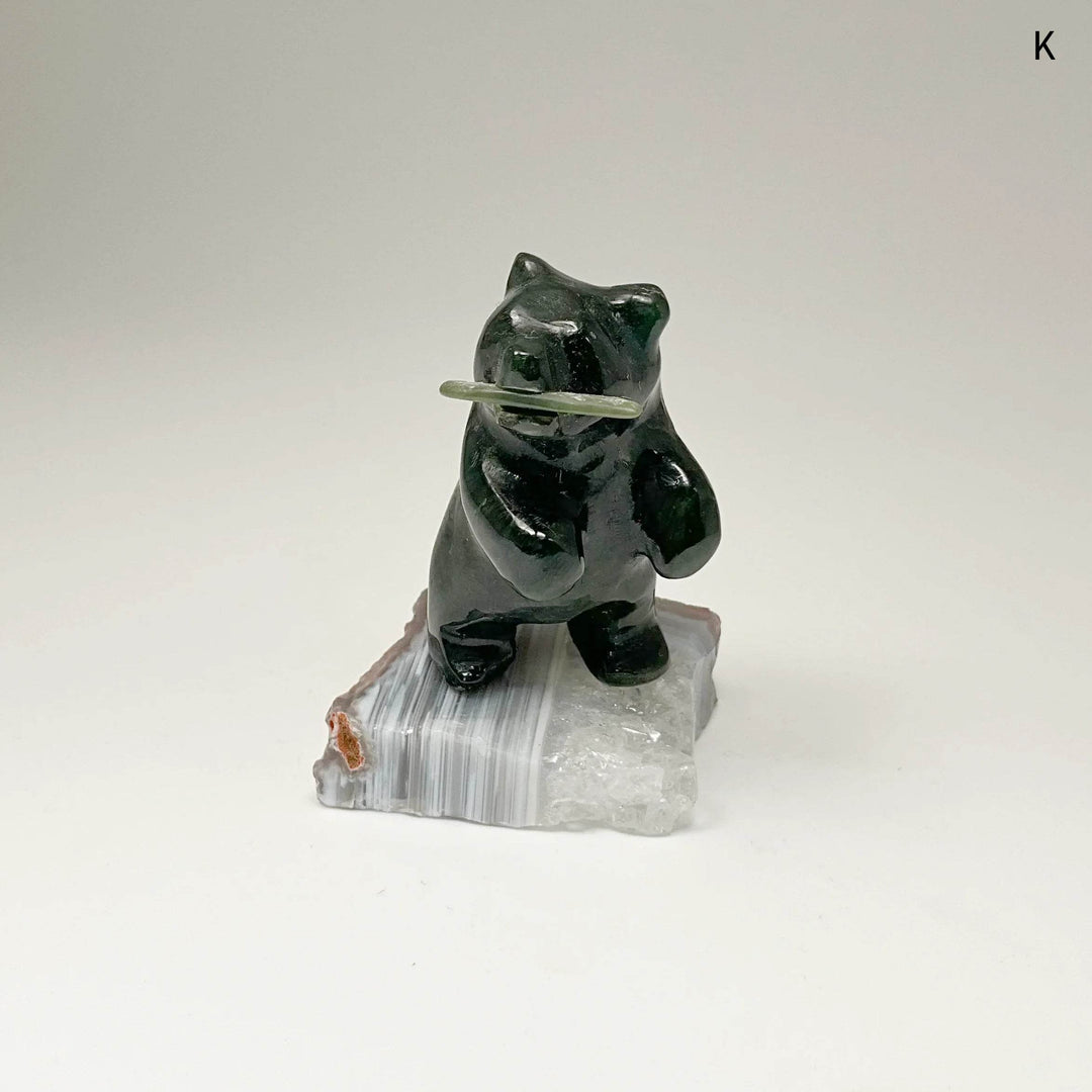 Jade Bear Carving on Base - Rocks and Gems Canada