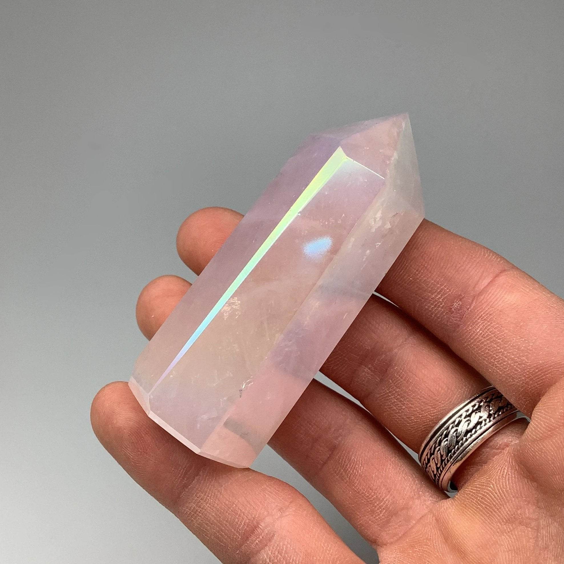 Opalescent Rose Quartz Point - Rocks and Gems Canada