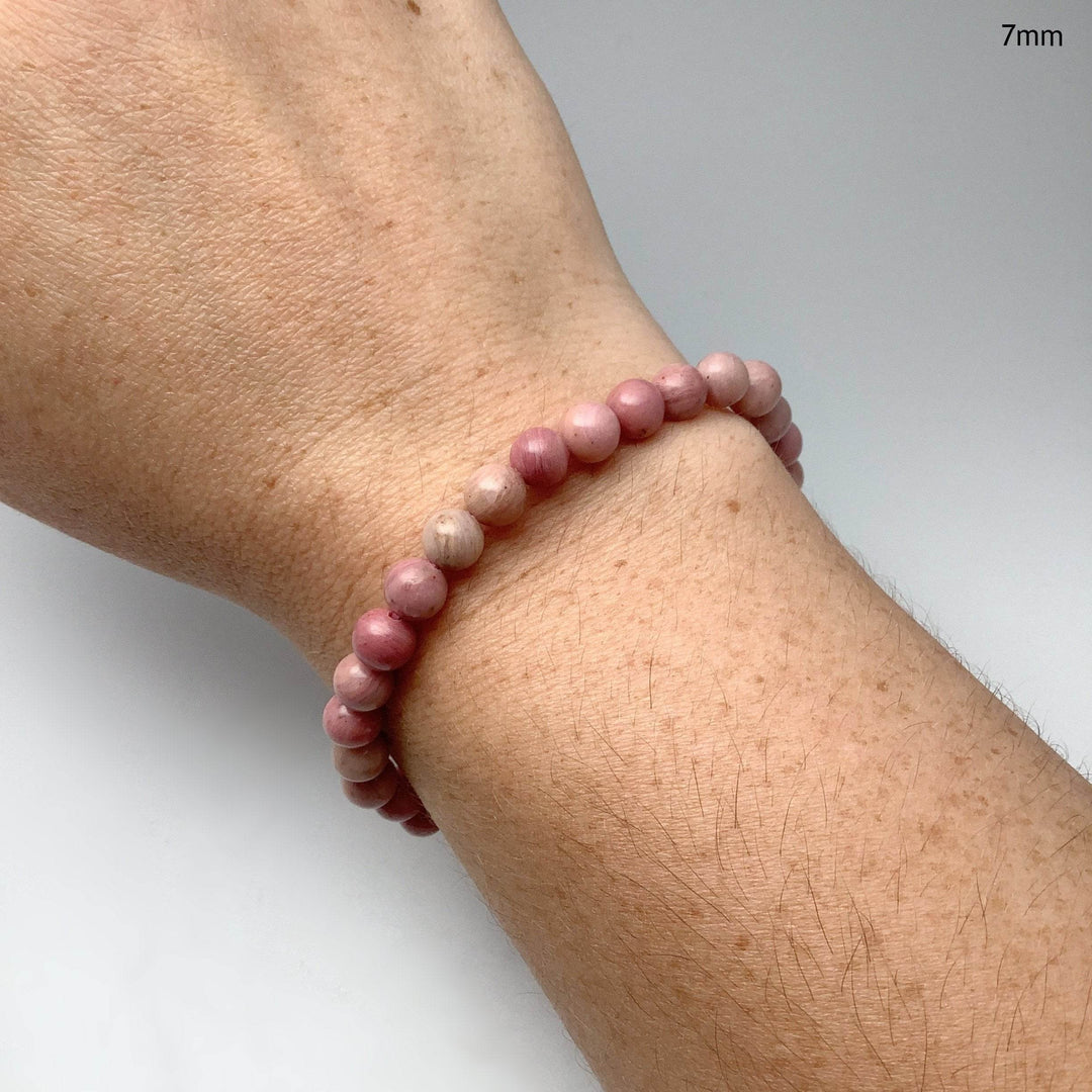 Pink Rhodonite Beaded Bracelet - Rocks and Gems Canada
