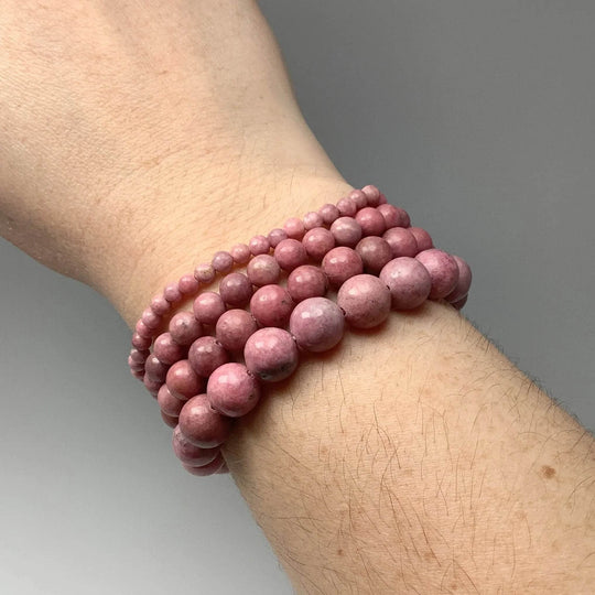 Pink Rhodonite Beaded Bracelet - Rocks and Gems Canada
