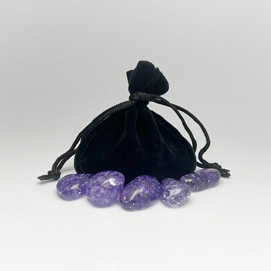 Purple Crackle Quartz Small Tumbles Pouch - Rocks and Gems Canada