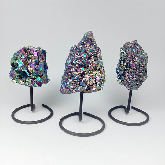 Rainbow Amethyst Druze Cluster On Stand - Rocks and Gems Canada