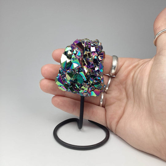 Rainbow Amethyst Druze Cluster On Stand - Rocks and Gems Canada