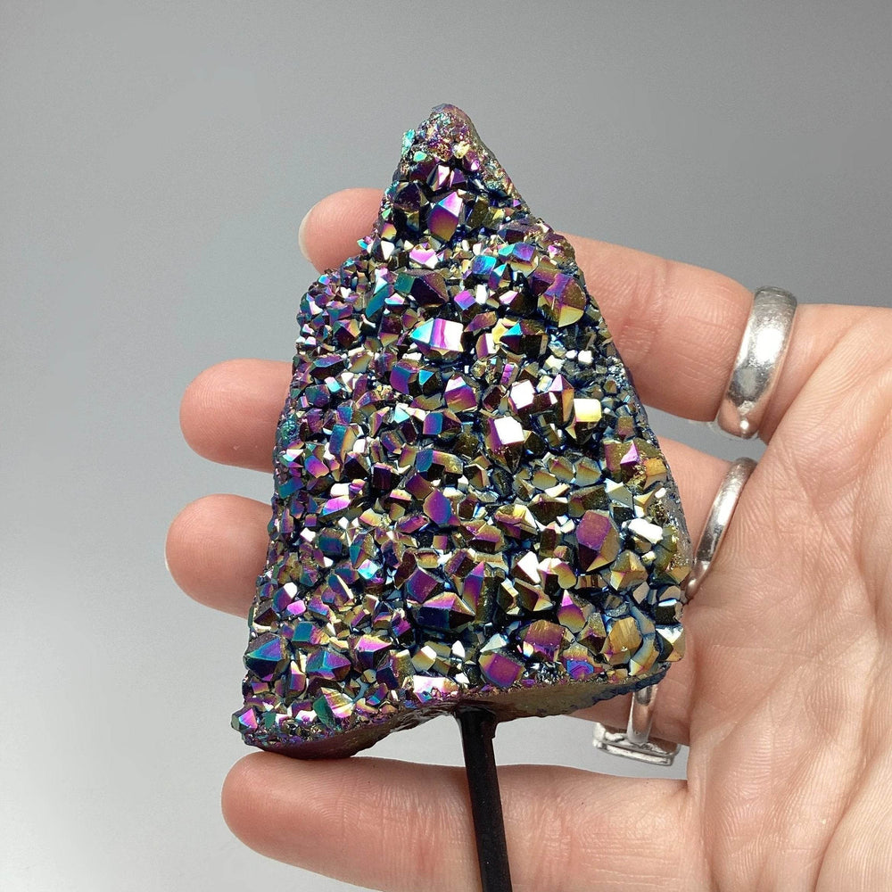 Rainbow Amethyst Druze Cluster On Stand - Rocks and Gems Canada