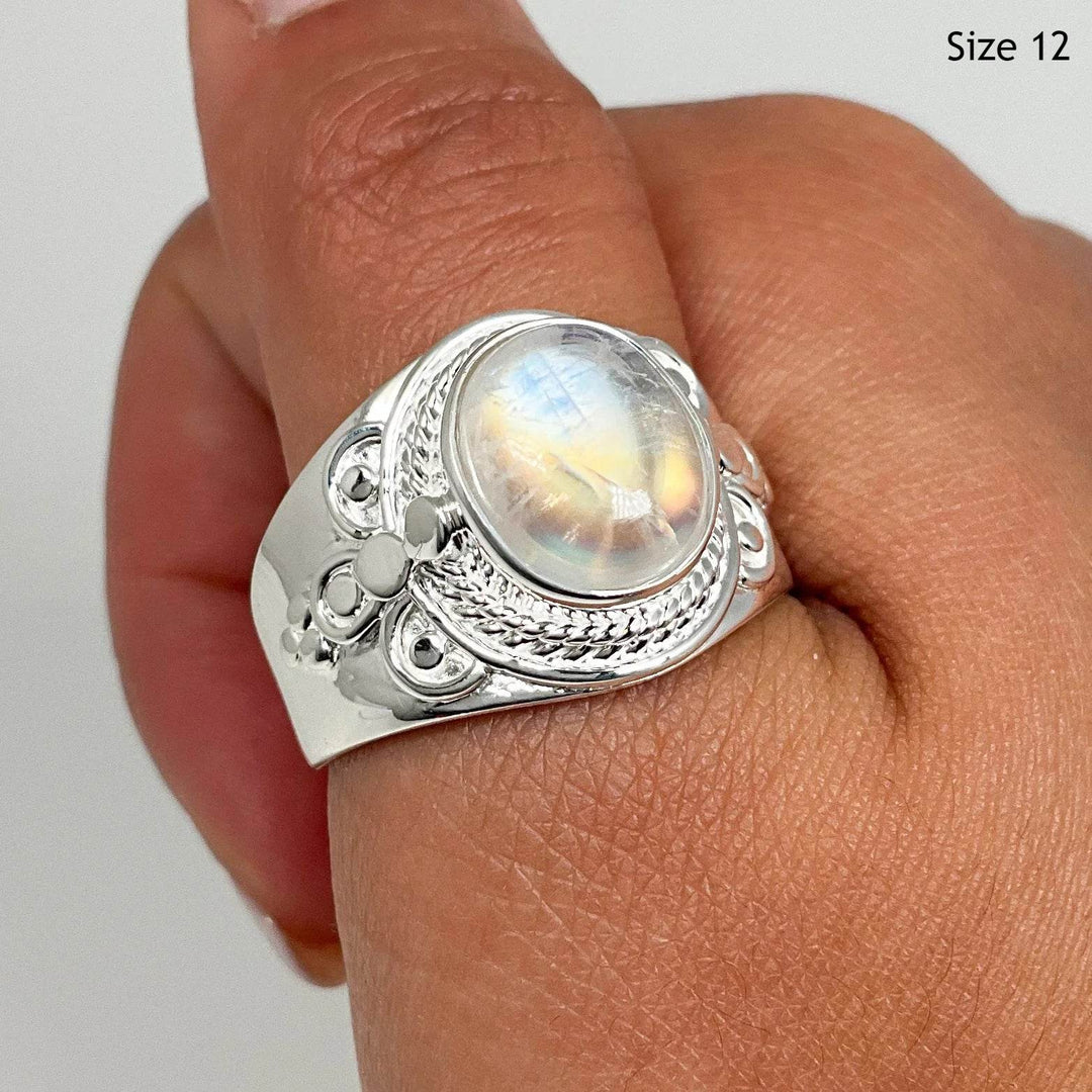 Rainbow Moonstone Ring - Rocks and Gems Canada