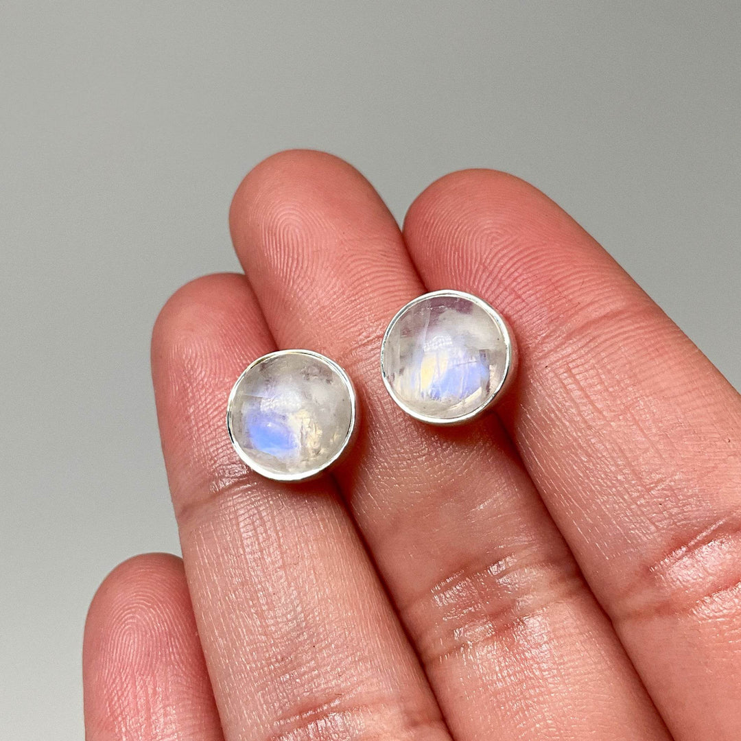 Rainbow Moonstone Stud Earrings - Rocks and Gems Canada