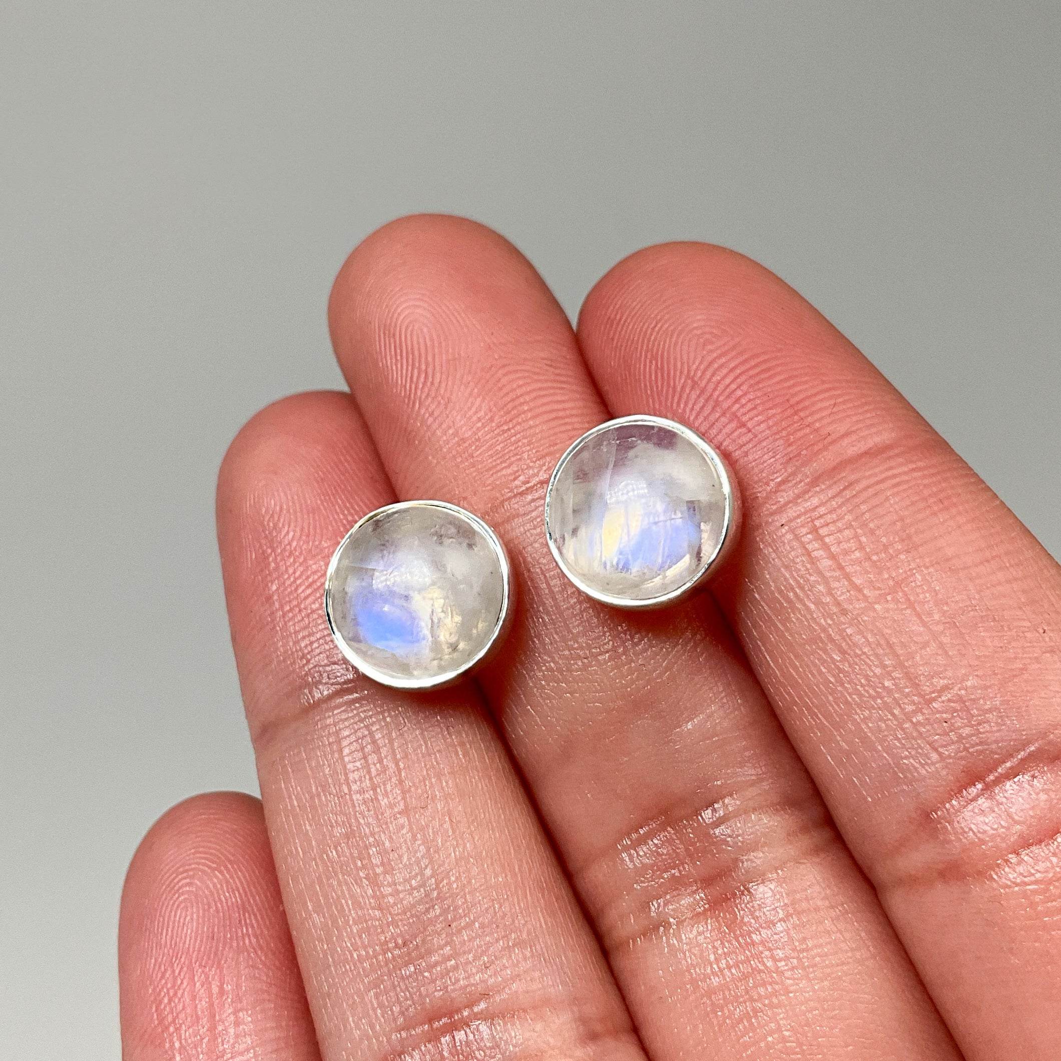 Rainbow Moonstone Stud Earrings - Rocks and Gems Canada
